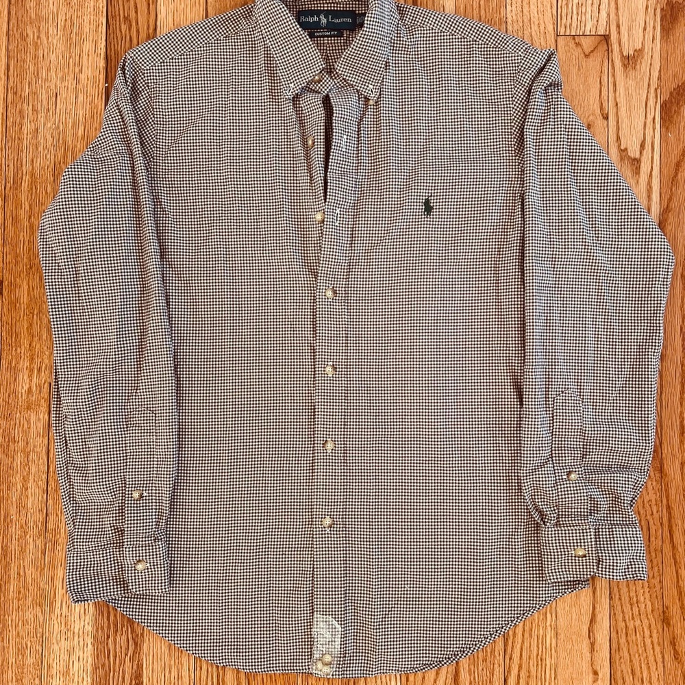 Ralph Lauren Brown Checkered Button Down Shirt